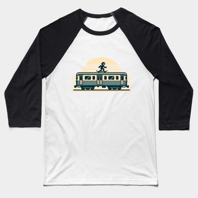 Subway Surfing Baseball T-Shirt by Retro Travel Design